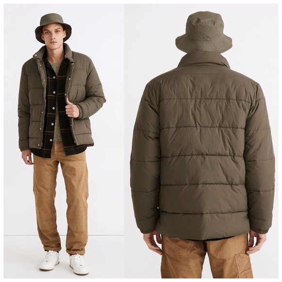Madewell Mens Quilted Puffer Jacket In Cargo Green Medium Primaloft Gorpcore - Picture 1 of 15